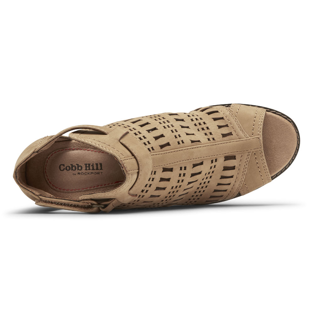 Rockport Womens Cobb Hill Lucinda Perforated - Booties Khaki - DEP960347